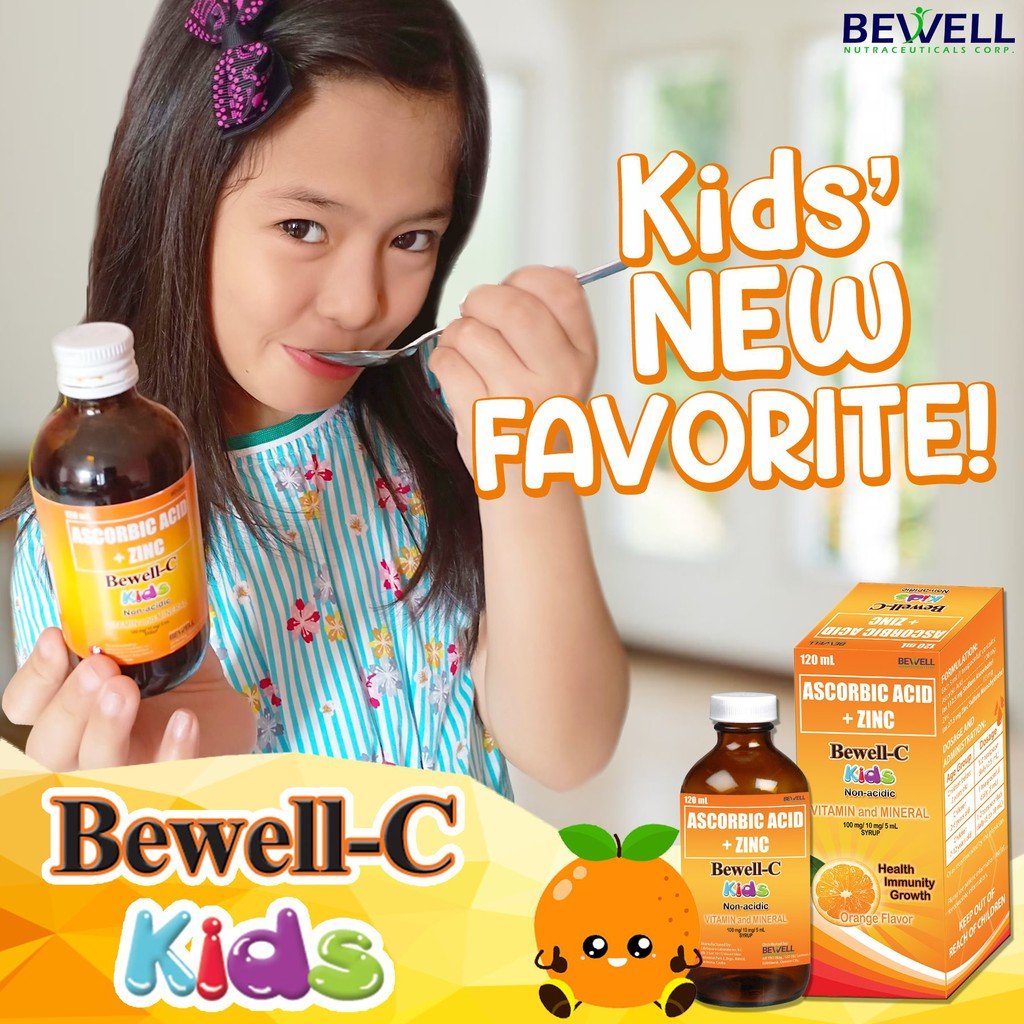 Bewell C Vitamins for Kids Non Acidic Vitamin C with Zinc Orange Flavor Syrup 120ml Bottle - Image 3