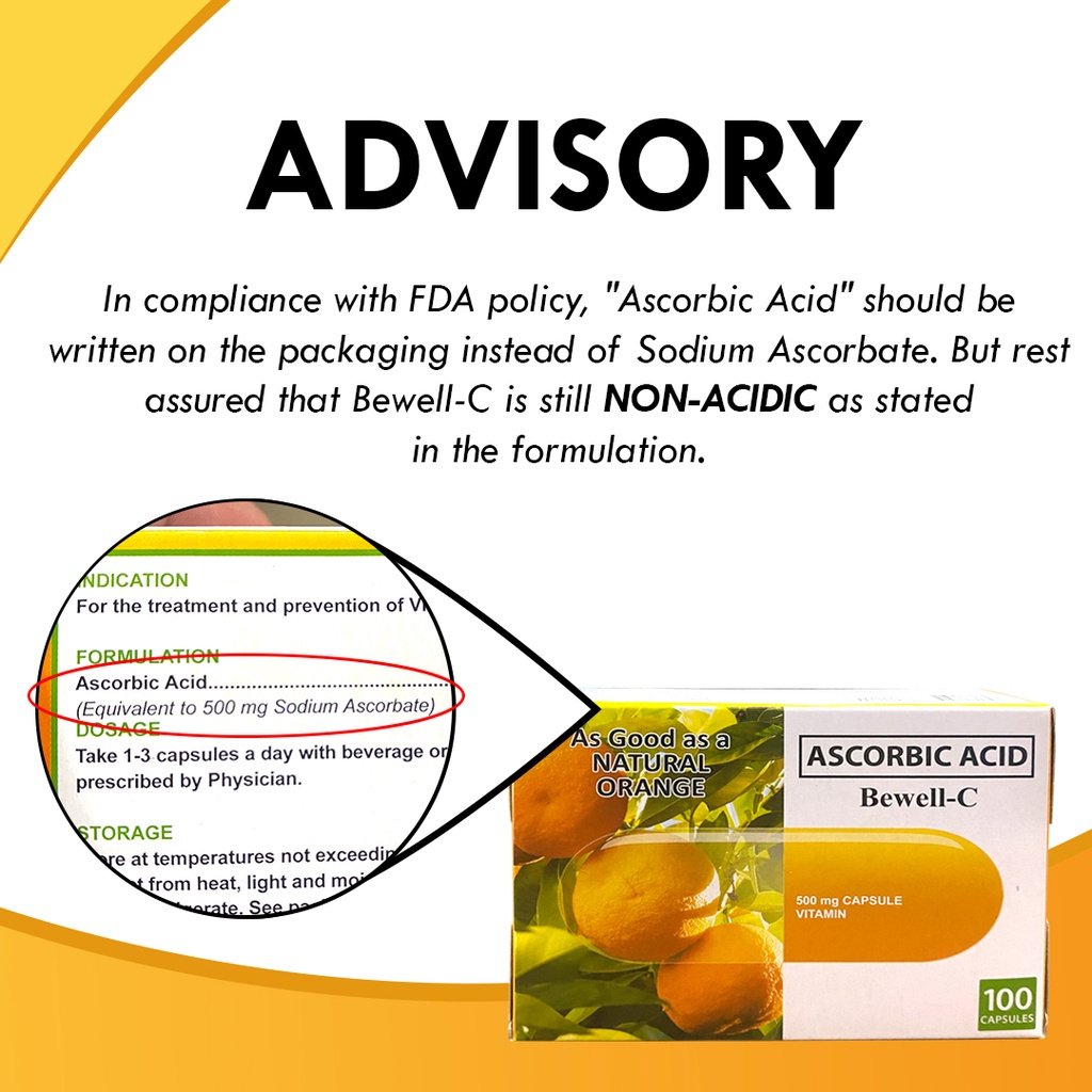 Bewell C Vitamins for Adult Ascorbic Acid Vitamin C Non Acidic 500mg 100 capsules - Image 5