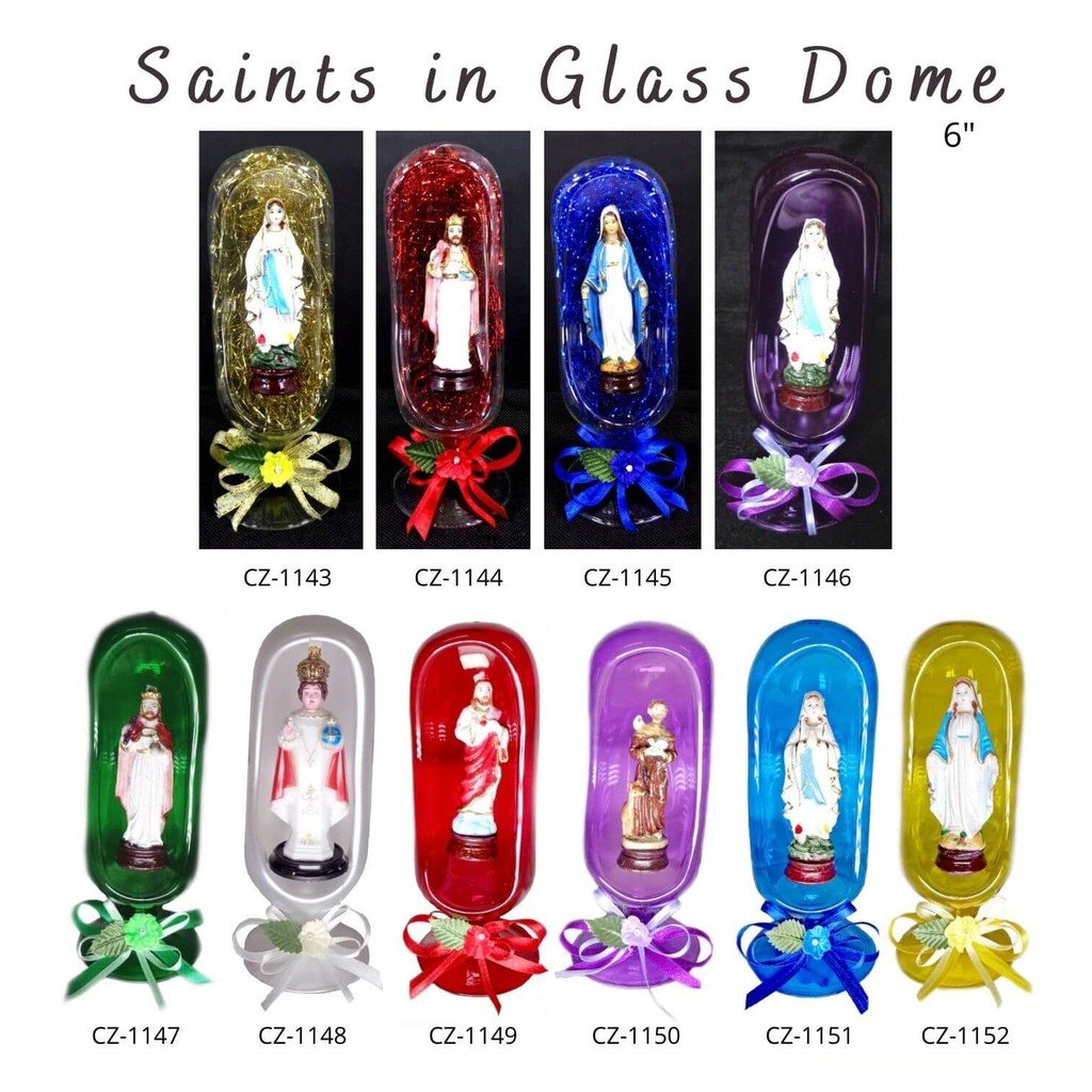 Saint Statue Religious Figurines Home Decor Accents in Glass Dome - Image 9