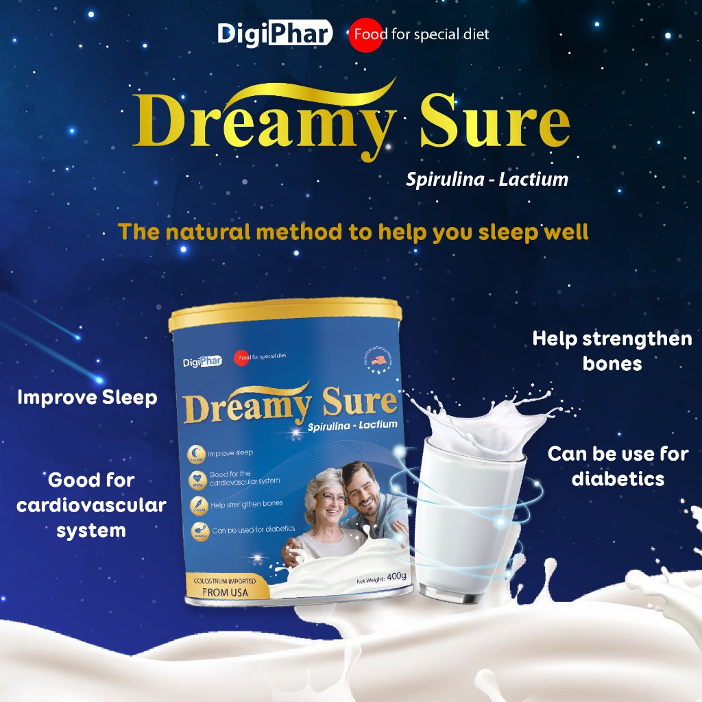 Dreamy Sure Adult Milk Spirulina Lactium helps with insomia and Strengthen Bones 400g - 3+1 Can - Image 2