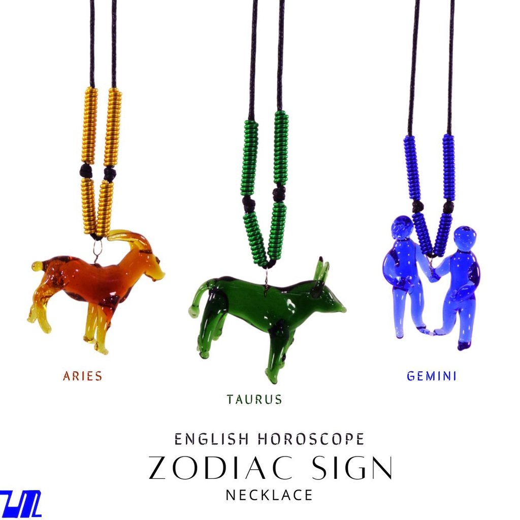Zodiac Sign Pendant Necklace Charms 12 Horoscope Old English - Image 2