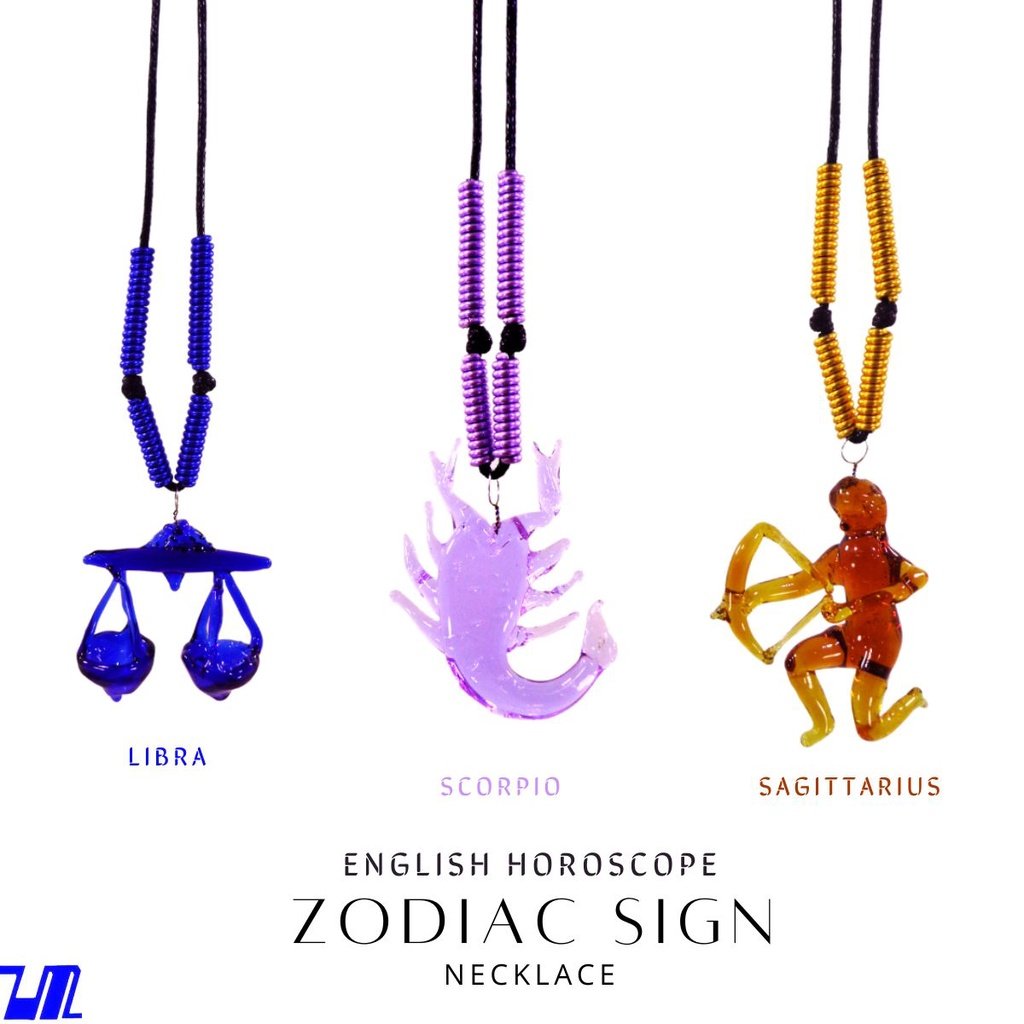 Zodiac Sign Pendant Necklace Charms 12 Horoscope Old English - Image 4