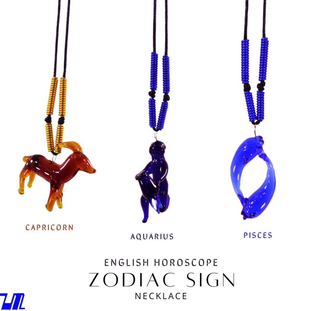 Zodiac Sign Pendant Necklace Charms 12 Horoscope Old English - Image 5