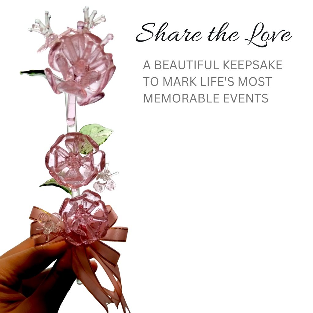 I LOVE YOU Glass Flower with Ribbon for Valentine's Day, Mothers Day, Anniversary, Wedding, Souvenir - Image 2