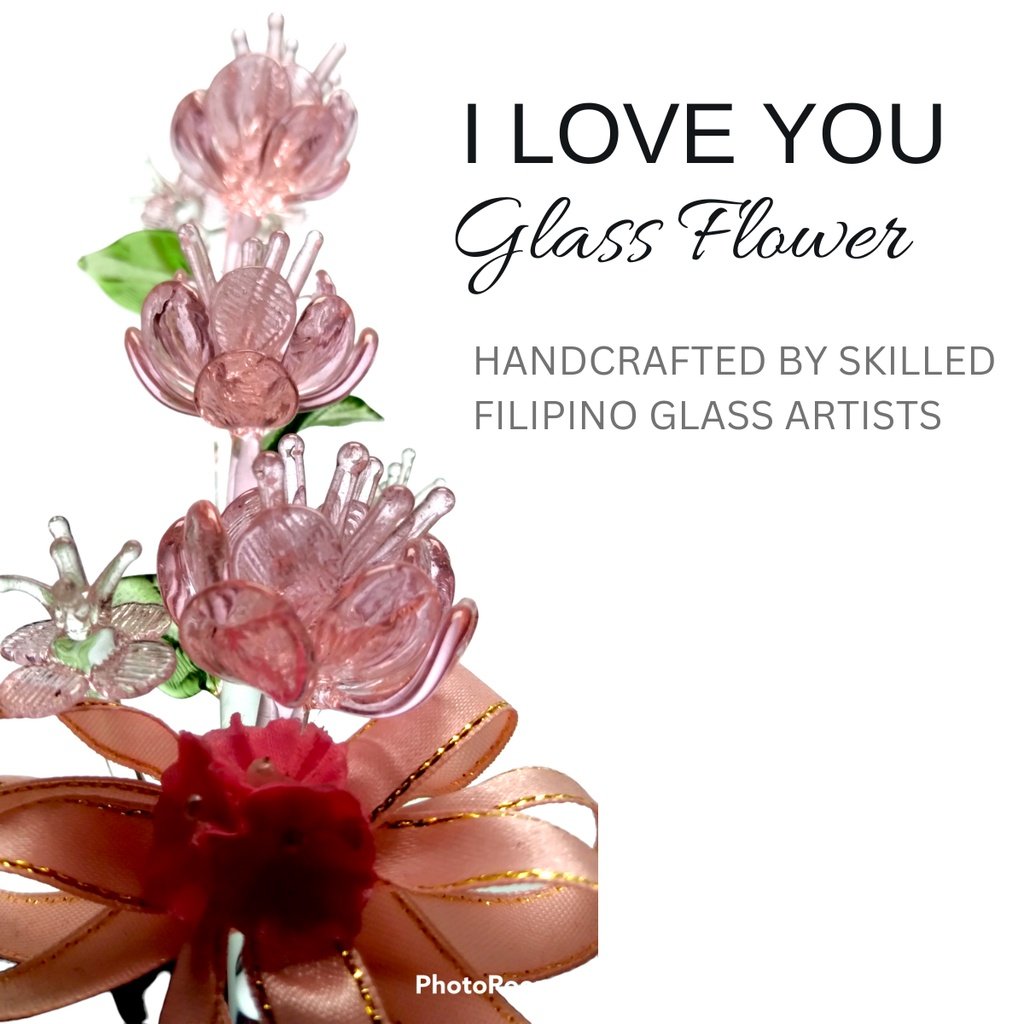 I LOVE YOU Glass Flower with Ribbon for Valentine's Day, Mothers Day, Anniversary, Wedding, Souvenir - Image 4