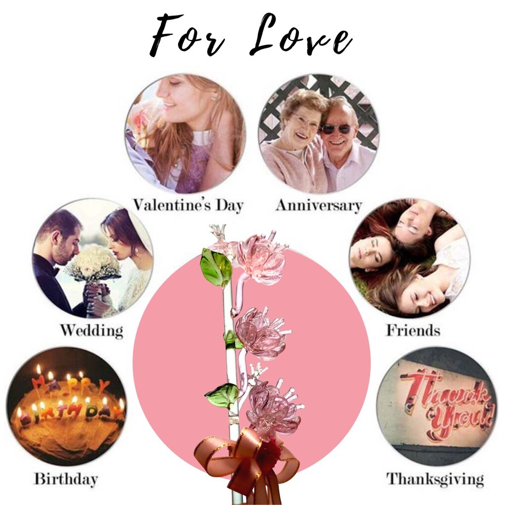 I LOVE YOU Glass Flower with Ribbon for Valentine's Day, Mothers Day, Anniversary, Wedding, Souvenir - Image 5