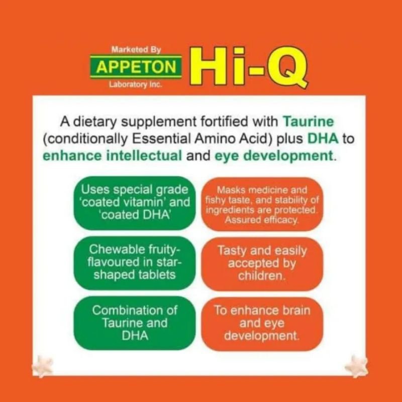 APPETON Hi-Q Kids Chewable Vitamins for Kids Multivitamins with Taurine + DHA Kids Vitamins - Image 4