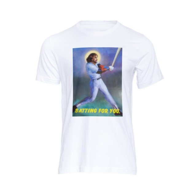 Jesus in Action- Baseball, Fashionable T-Shirt Premium, Fruit of the Loom, 100% Cotton, Unisex