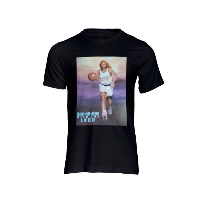 Jesus in Action- Basketball, Fashionable T-Shirt Premium, Fruit of the Loom, 100% Cotton - Image 2