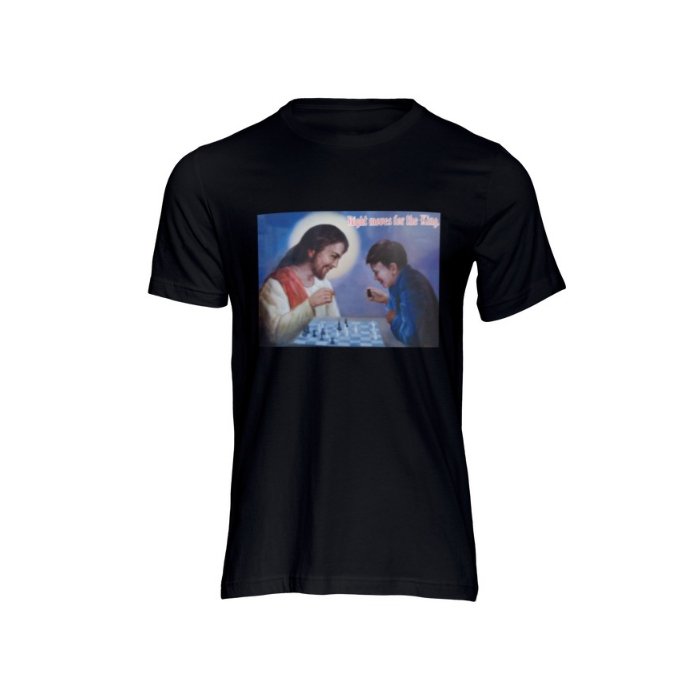 Jesus in Action- Chess, Fashionable T-Shirt Premium, Fruit of the Loom, 100% Cotton - Image 2