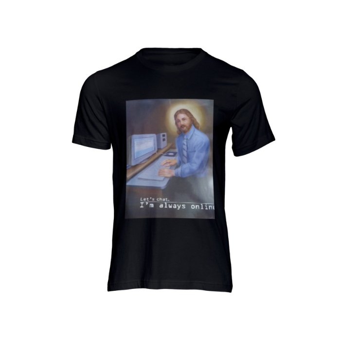 Jesus in Action- Computer, Fashionable T-Shirt Premium, Fruit of the Loom, 100% Cotton - Image 2