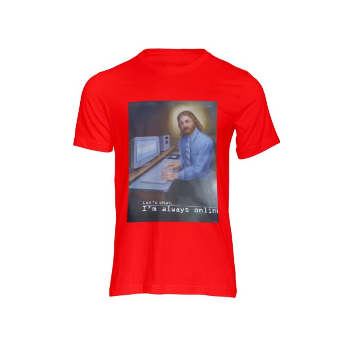 Jesus in Action- Computer, Fashionable T-Shirt Premium, Fruit of the Loom, 100% Cotton - Image 3