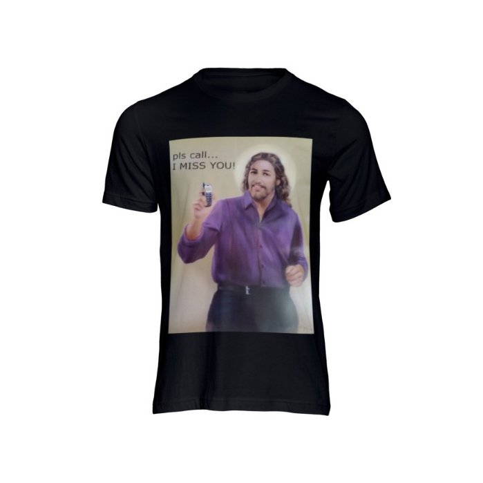 Jesus in Action- Pls Call, Fashionable T-Shirt Premium, Fruit of the Loom, 100% Cotton - Image 2