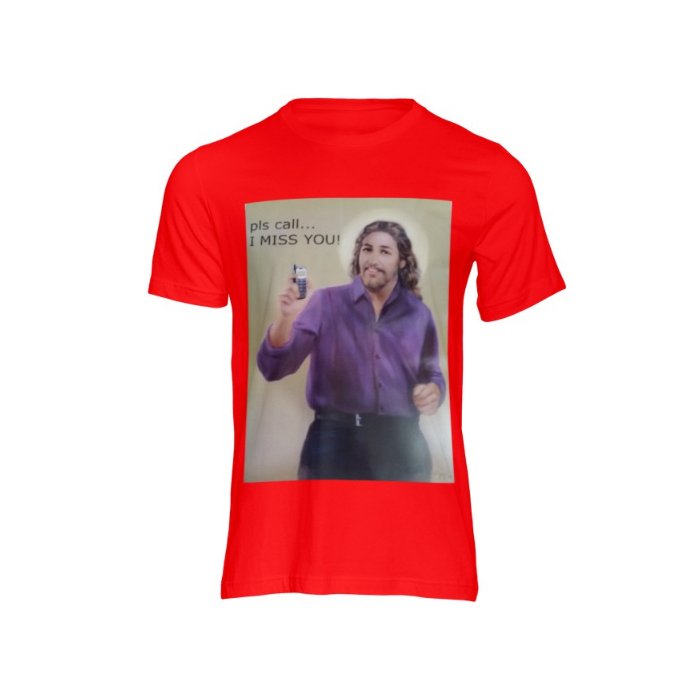 Jesus in Action- Pls Call, Fashionable T-Shirt Premium, Fruit of the Loom, 100% Cotton - Image 3
