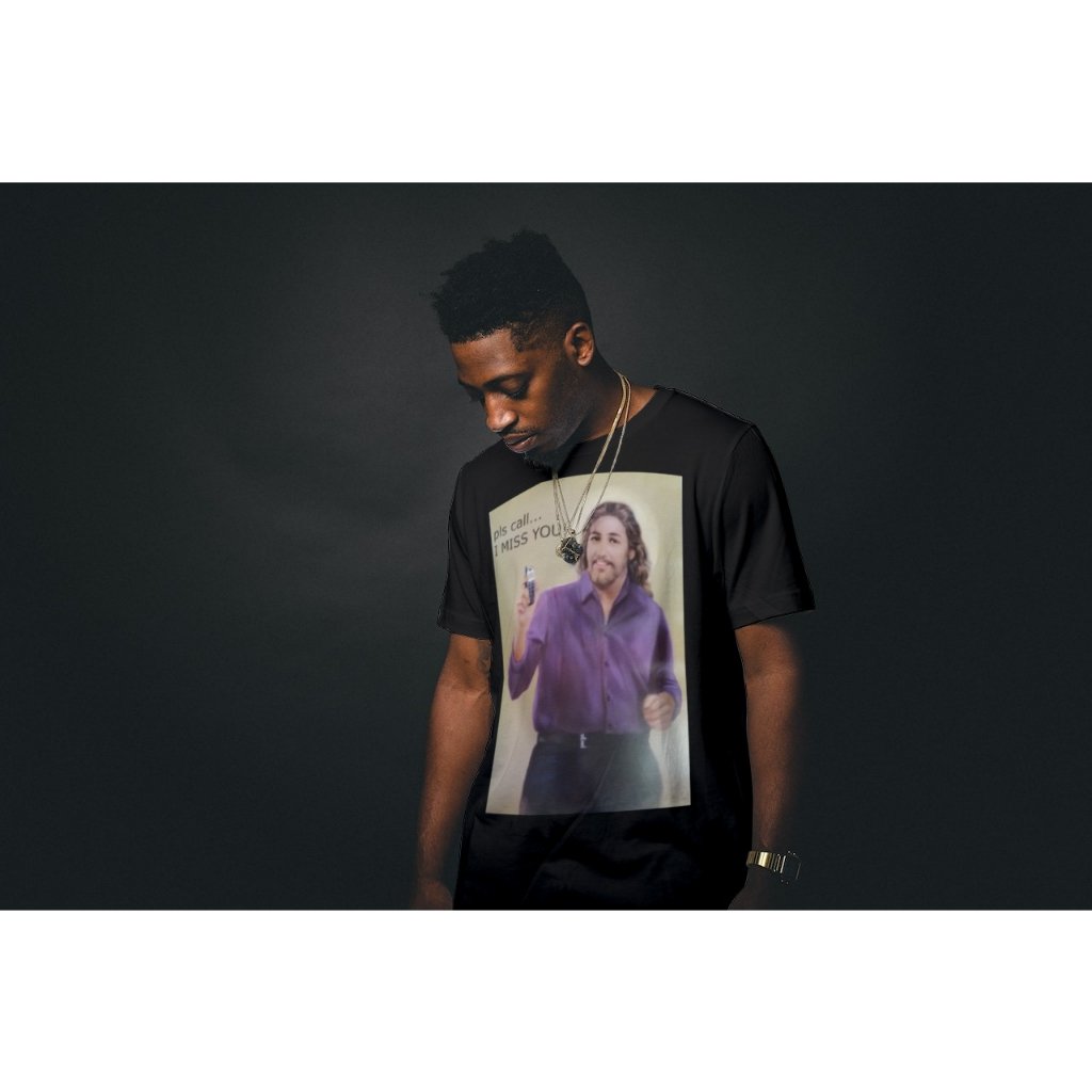 Jesus in Action- Pls Call, Fashionable T-Shirt Premium, Fruit of the Loom, 100% Cotton - Image 4