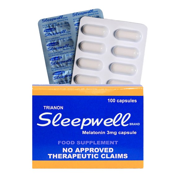 Sleepwell Melatonin 3mg Sleeping Pill For Adult Sleep Supplement Box of 100 Capsules