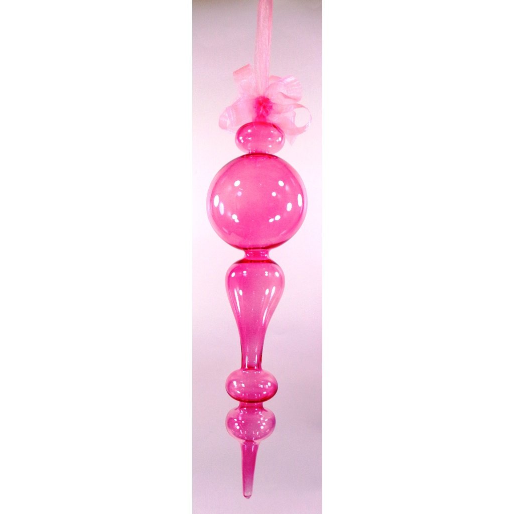 Pink Glass Elongated Christmas Ornaments 6pc Set