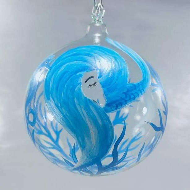 6pc Glass Christmas Balls Ocean Sea Life Collection (Starfish, Mermaid, Octopus, Seahorse) - Image 3