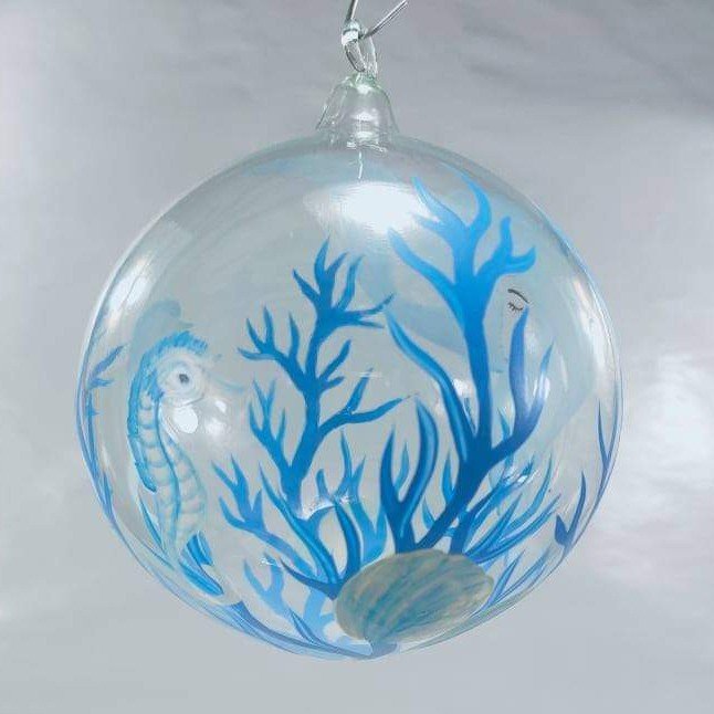 6pc Glass Christmas Balls Ocean Sea Life Collection (Starfish, Mermaid, Octopus, Seahorse) - Image 4