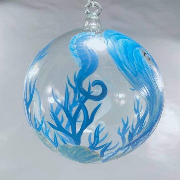 6pc Glass Christmas Balls Ocean Sea Life Collection (Starfish, Mermaid, Octopus, Seahorse) - Image 5