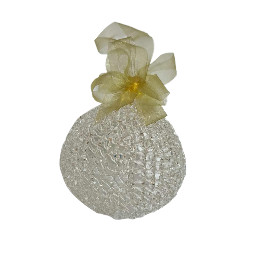 Set of 6 Pcs Clear Glass with Gold Ribbon Christmas Ornaments Handmade By Filipino Artist - Image 4
