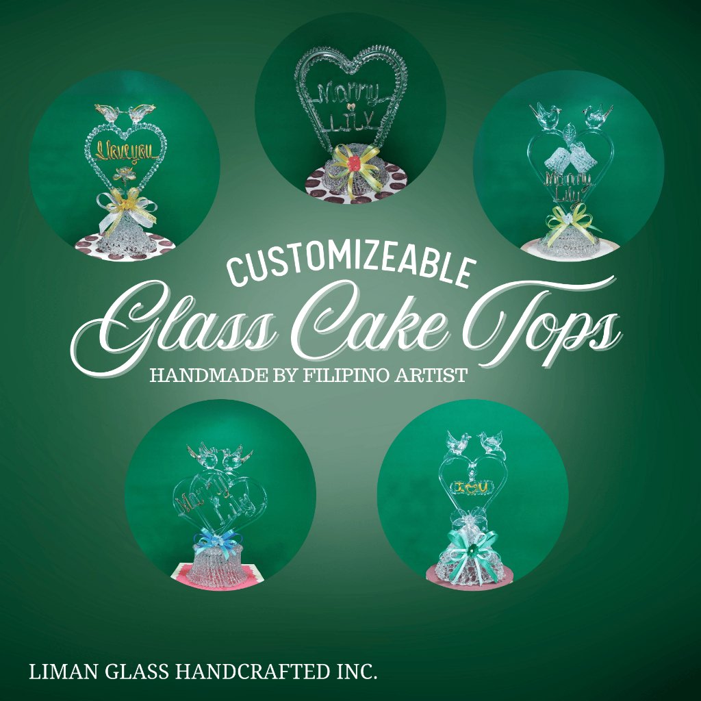 Customizable Handmade Glass Cake Top By Filipino Artist For All Occasions