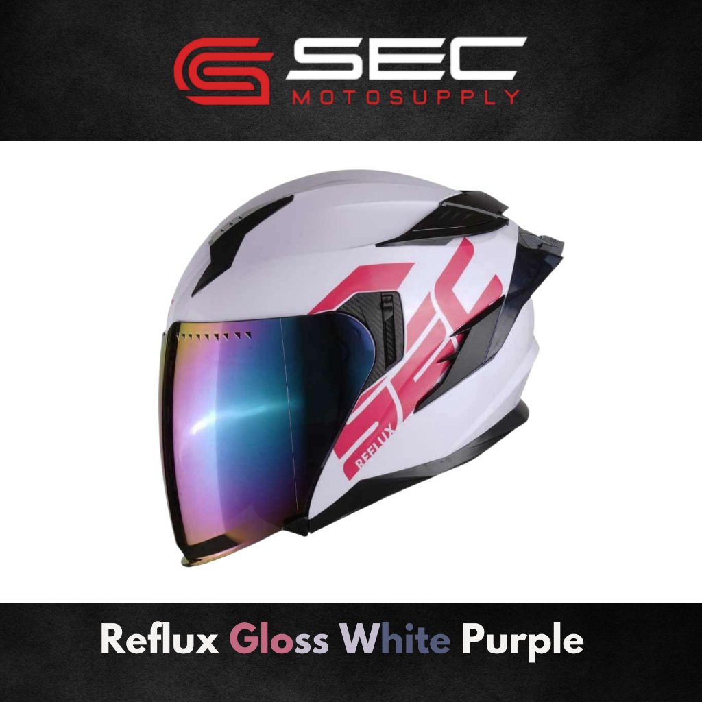 Sec Half Face Helmet For Motorcycle | Reflux White Purple (M, L , XL)